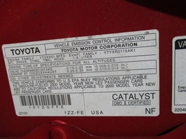 2002 TOYOTA MR2 SPYDER RED 1.8L MT Z16433